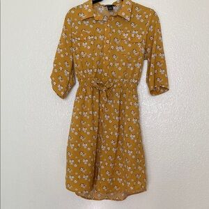 Women’s Mustard Floral Midi Dress Size M